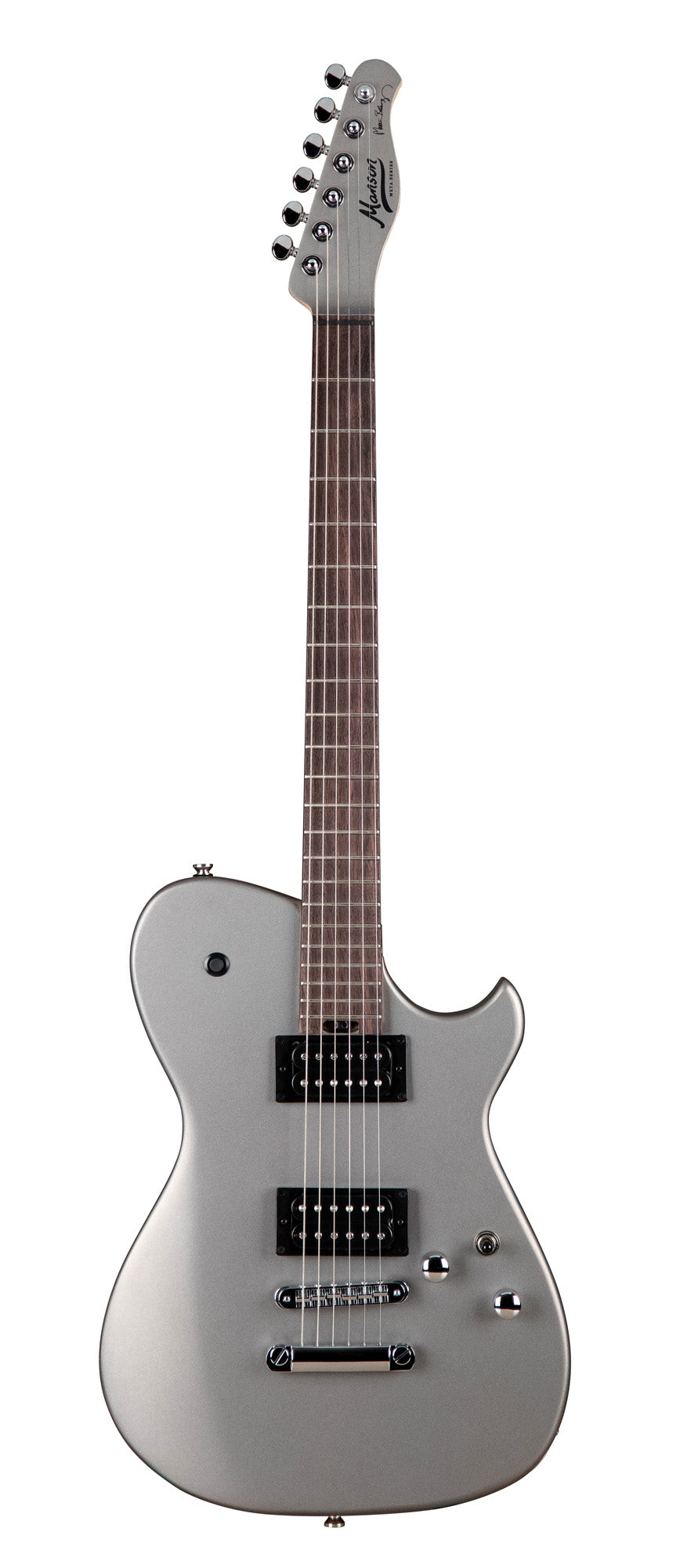 MBM-1, signature Matt Bellamy, corps tilleul, manche érable à radius compensé, micros Manson,"Kill" bouton, argent pailleté