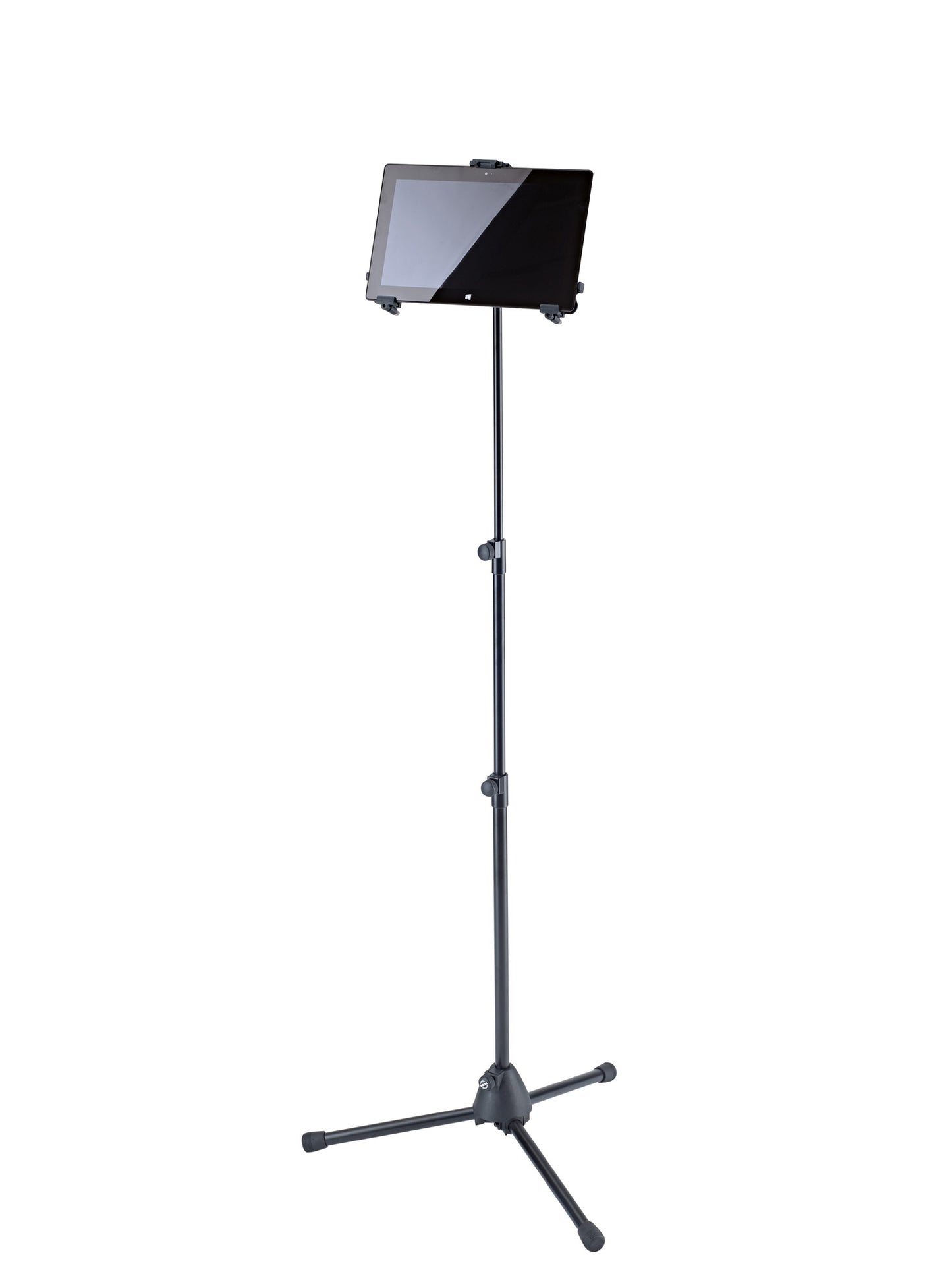 Support de tablette universel K&M 19793, sur pied.