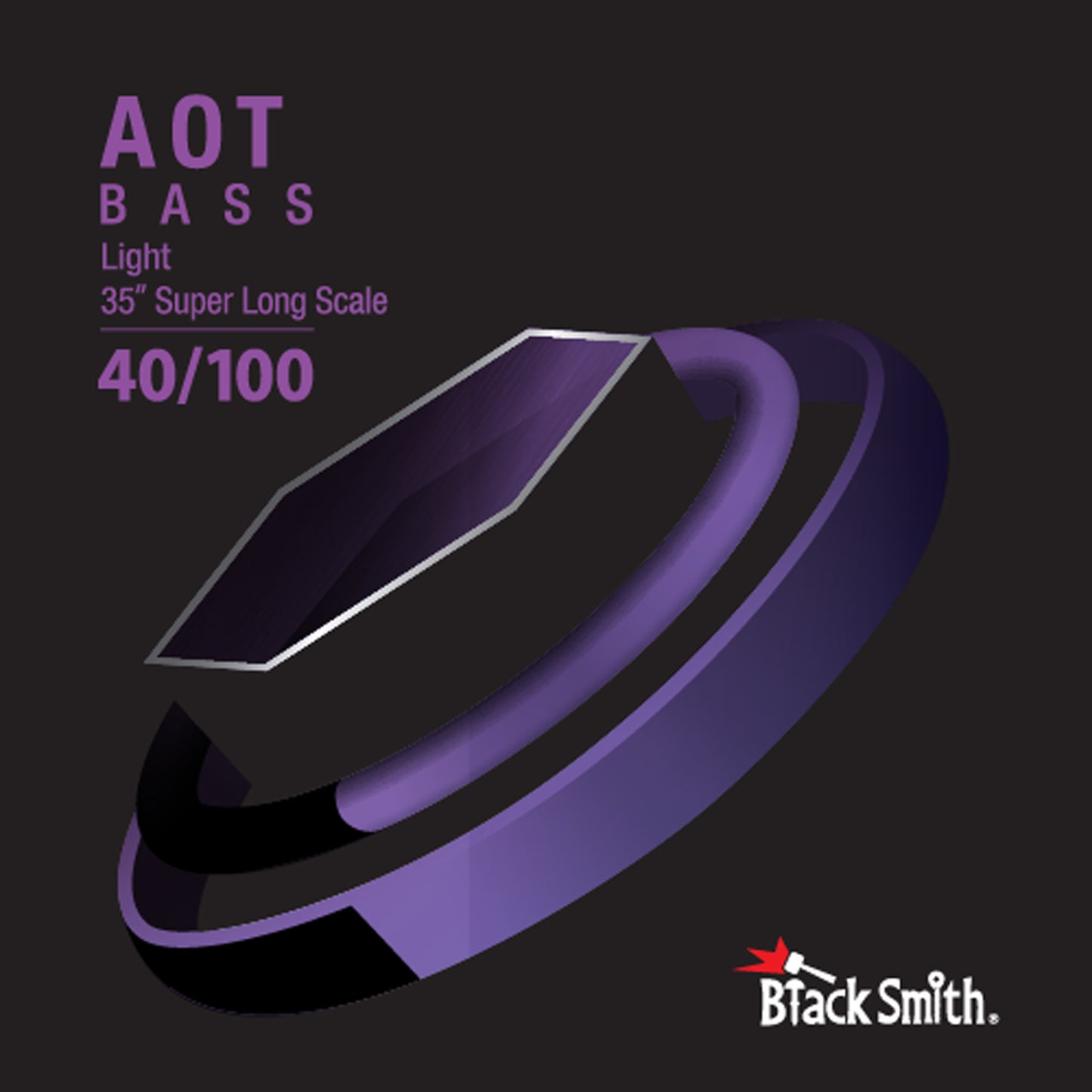 Jeu de cordes pour basse électrique 4 cordes (40-65-80-100), diapason 35", nickel filé rond, revêtement Nano Carbon AOT