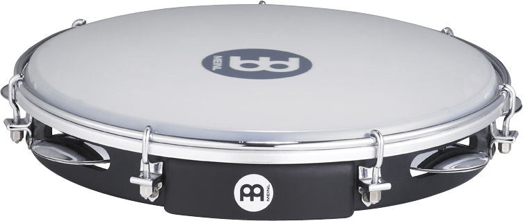 Pandeiro 10", fût ABS, peau synthétique remplaçable, accastillage chromé, 1 rangée de cymbalettes, noir