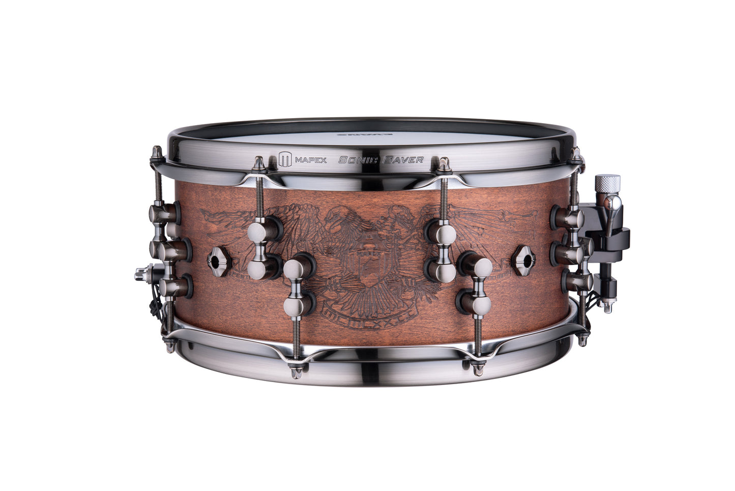 Caisse claire Mapex Black Panther Design Lab"The Warbird" 12 x 5.5", signée Chris Adler, noyer-érable
