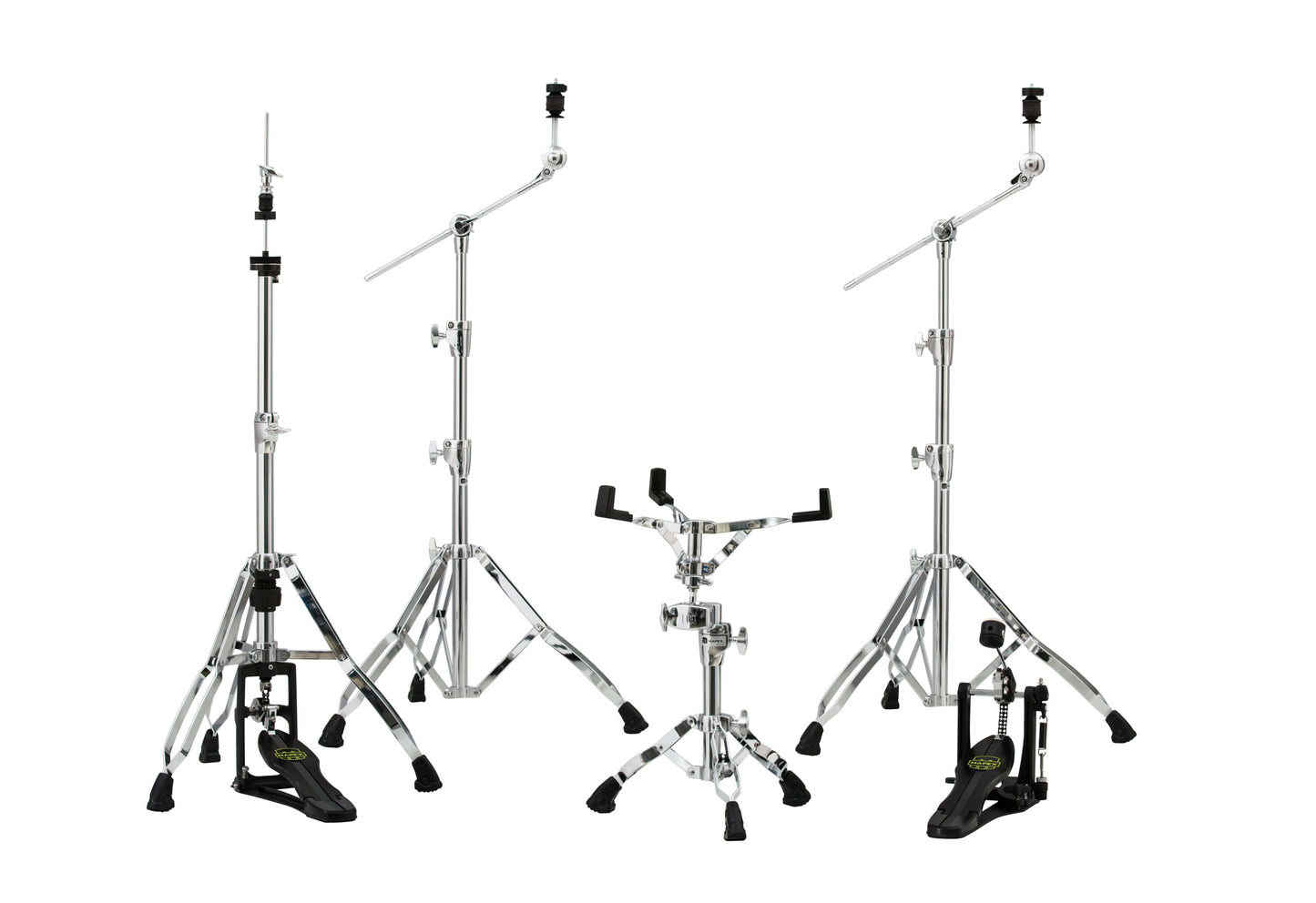 Pack accessoires Armory, pédale charleston, 2 supports cymbale perche, support caisse claire, pédale grosse caisse, chrome