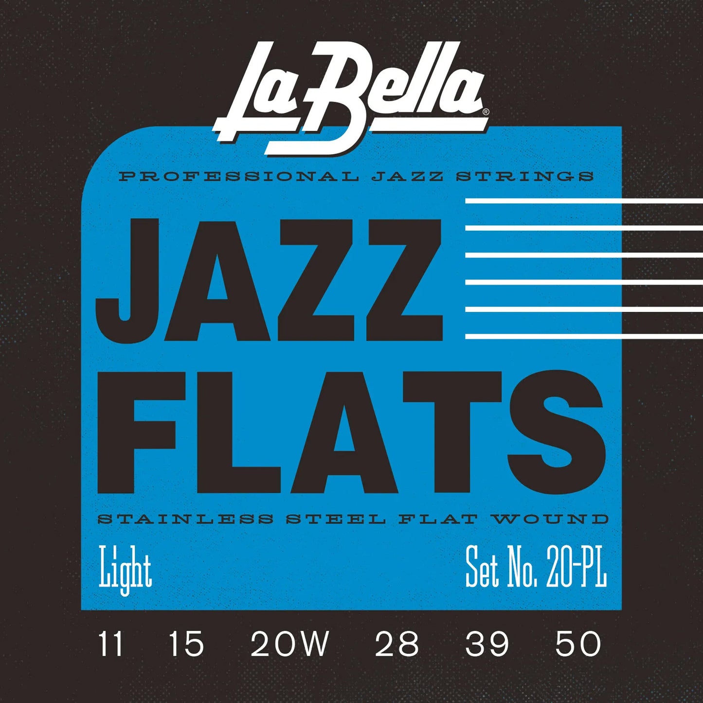 Jeu pour guitare électrique JAZZ FLATS, acier inoxydable, filé plat, tirant Light (11-15-20-28-39-50)