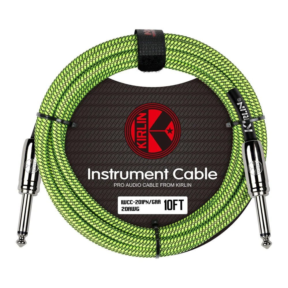 Kirlin IW201-10GR Mono Jack-Jack Gitaarkabel 10 M