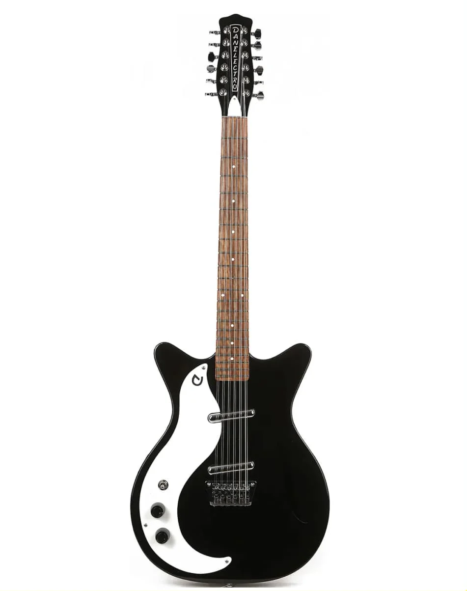 Danelectro Vintage12 Glänzend Schwarz Links
