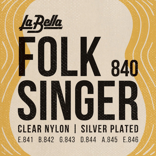 Jeu pour guitare classique FOLKSINGER 840, aigus nylon clair, basses filées plaqué argent, avec boules