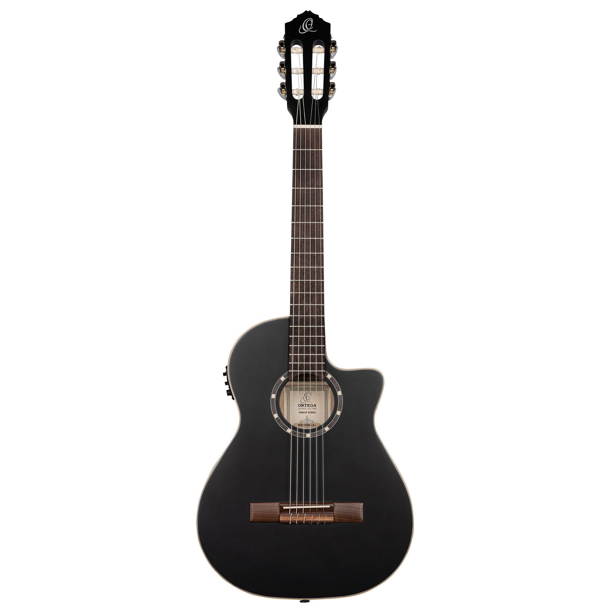 RCE12534-SBK, corps Thinline, pan coupé, EQ Magus X/G, table épicéa, f/e acajou, sillet 45 mm, housse, noir satiné