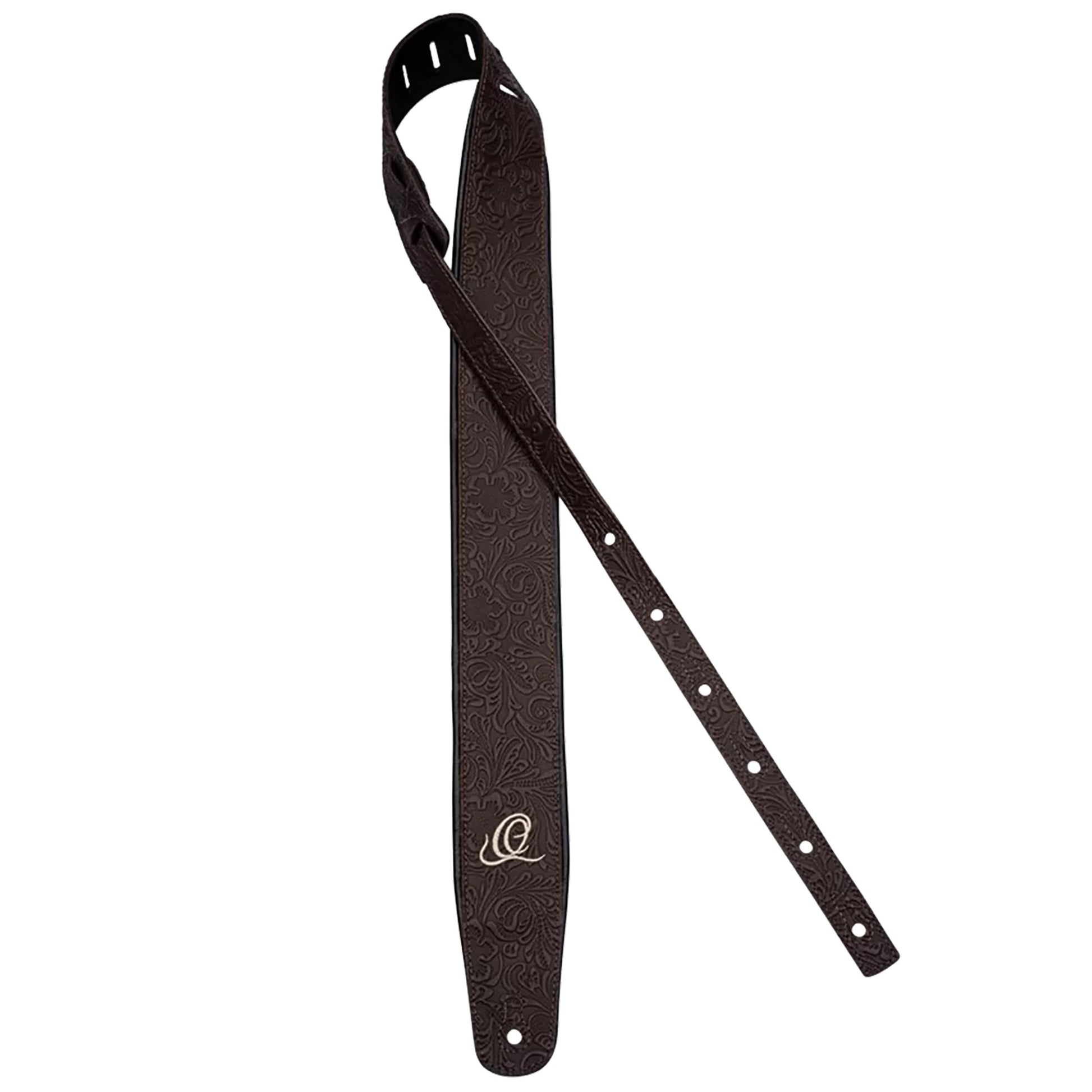 OSBY-2, courroie guitare, série Byzantine, face cuir, dos PVC (vegan), largeur 7 cm, longueur 145 cm, byzantine cocoa