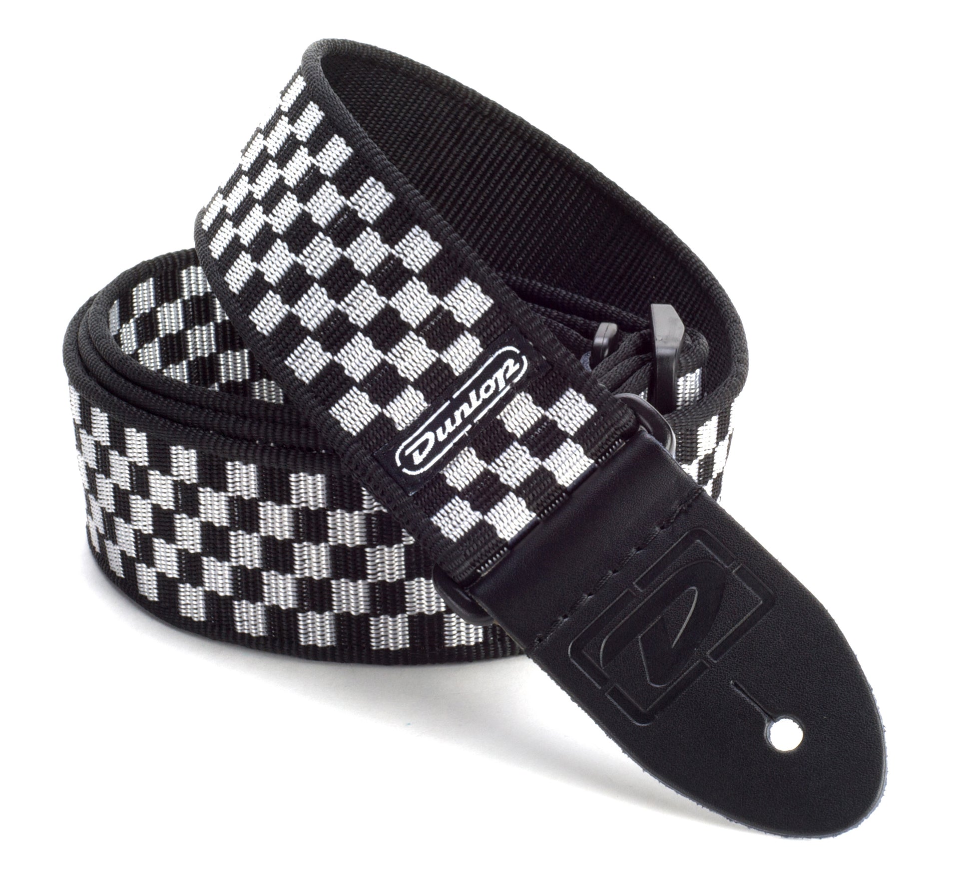 Courroie nylon modèle ECHEQUIER, largeur 5 cm (noir & blanc)