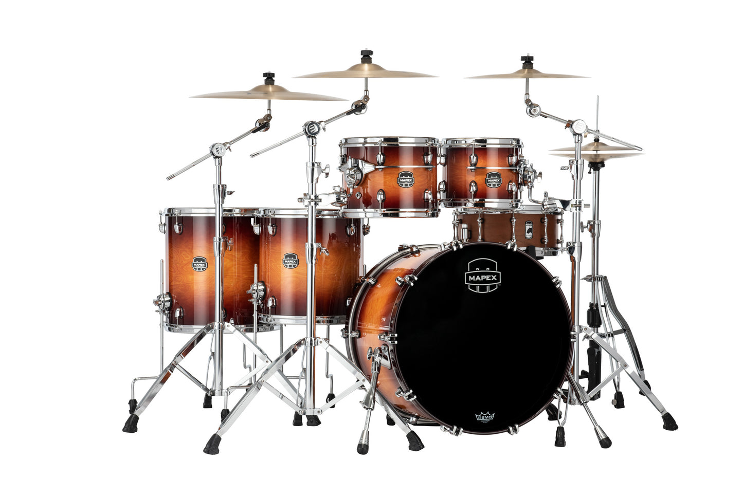 Batterie Saturn EVOLUTION STUDIO 22, 5 fûts en érable et noyer, sans accessoires, Exotic Sunburst
