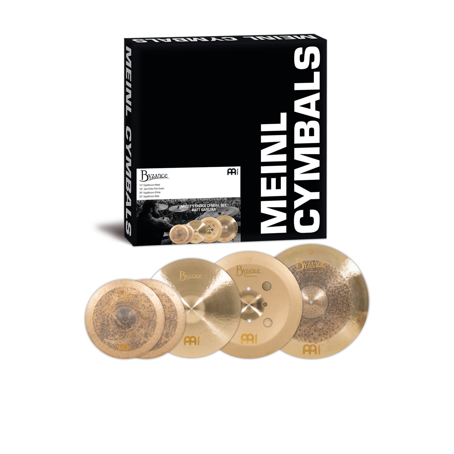 Pack de cymbale Matt Garstka Meinl Byzance Artist's Choice 14"18"20"22" alliage bronze B20 Sablé, Traditional