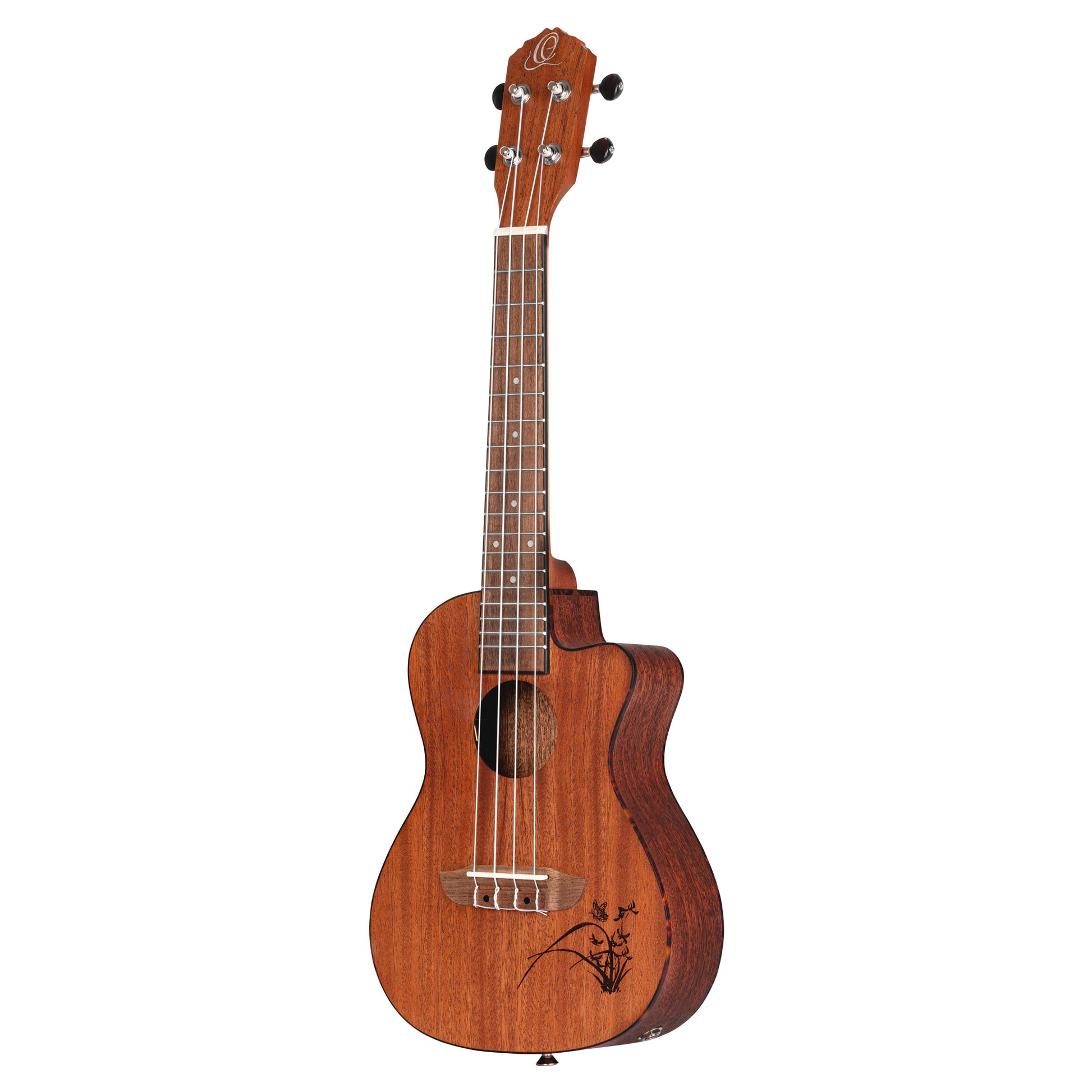 RU5MM-CE, modèle Concert pan coupé, EQ MagusUke, table sapele avec motif, f/e sapele, manche acajou, naturel satiné