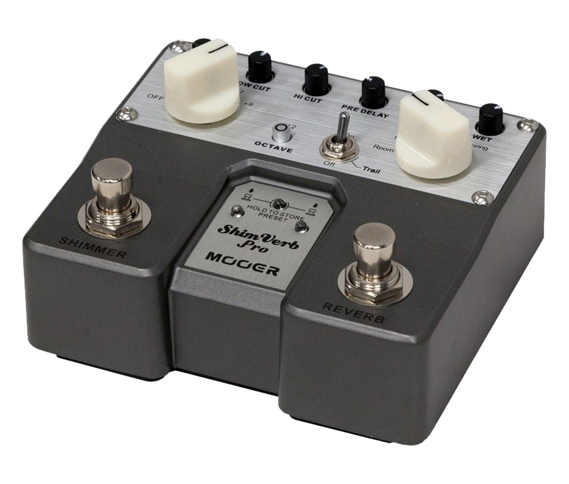 Pédale SHIMVERB PRO, série Twin, réverb numérique stéréo 5 modes plus octave, boîtier métal, true bypass, gris