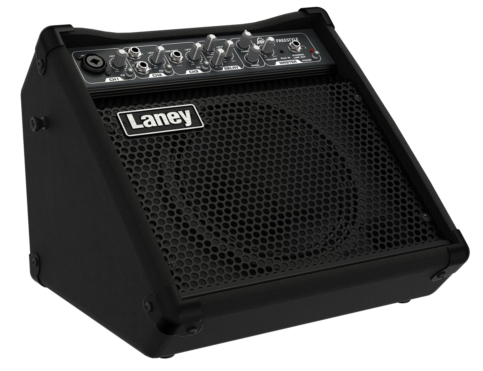 Ampli polyvalent 5W, alimentation par 6 piles LR6 ou par transfo 12V fourni, HP 8" Custom, 3 canaux, entrée XLR/jack sur canal 1