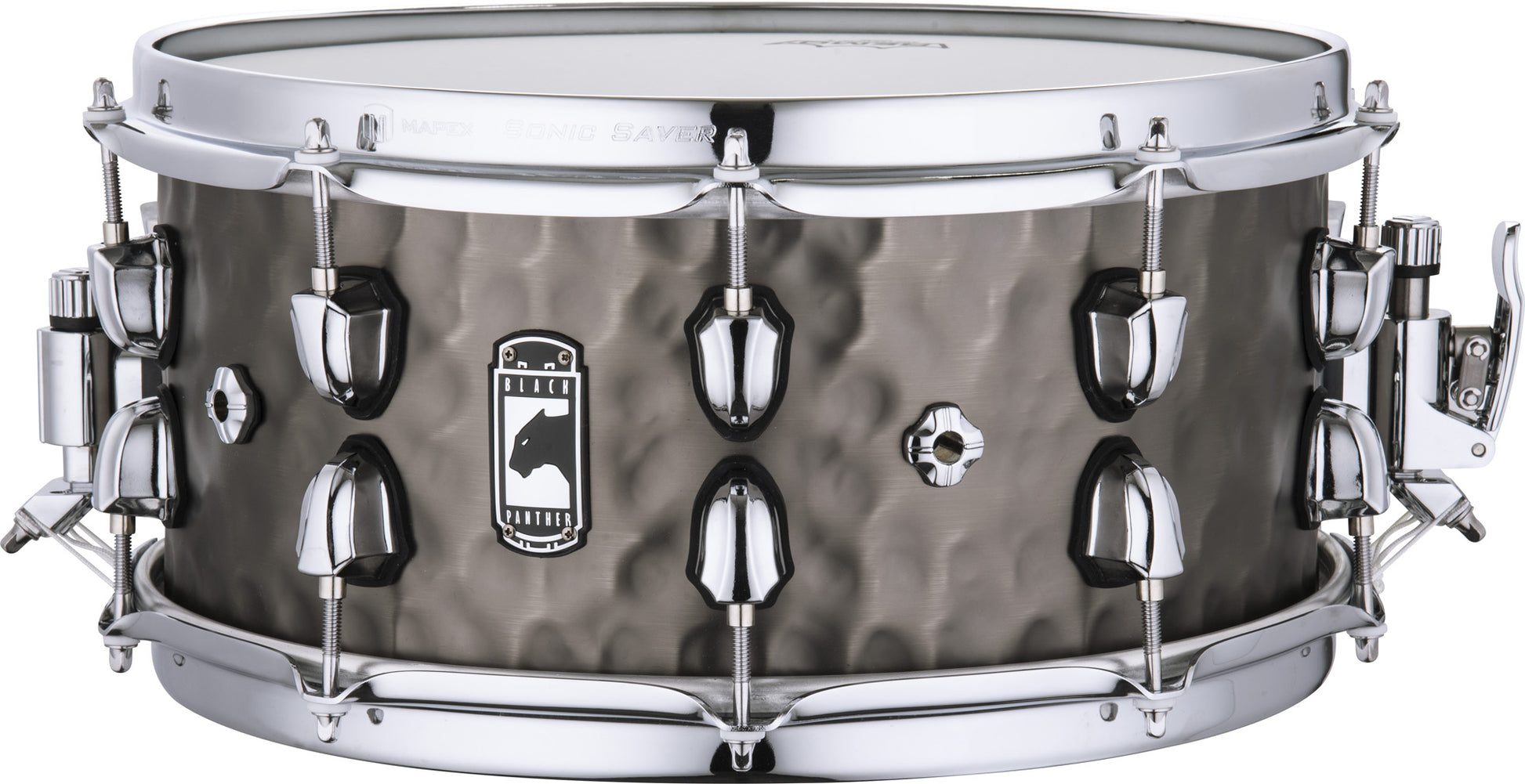 Caisse claire Black Panther"Persuader" 14 x 6.5", laiton anodisé martelé 1.2 mm, accastillage chrome.