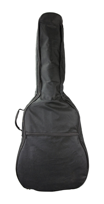 Housse guitare classique 3/4, rembourrée 5 mm, poignée, courroies réglables, renfort à la base, poche extérieure, noir