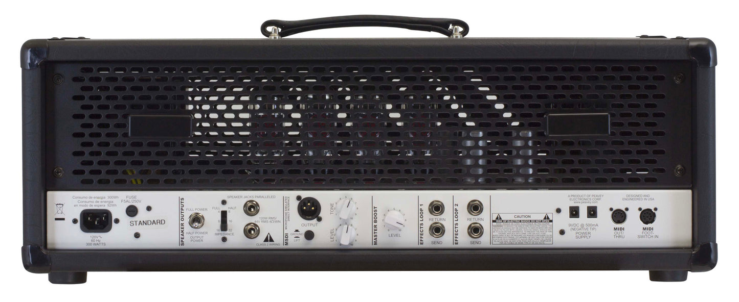 Tête amplifiée à lampes 120W, 3 canaux, EQ 3 bandes, Gate, Boost, développé en collaboration avec Misha Mansoor, finition noir