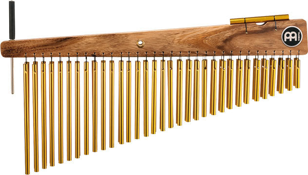 Chimes 66 barres, double rangs, alliage aluminium anodisé doré, hautes fréquences, ambre