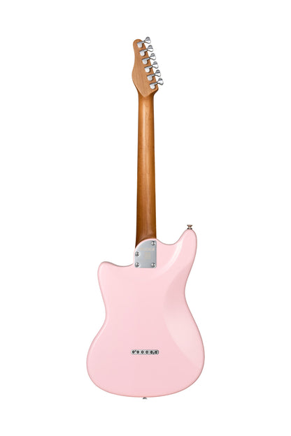 MOOER MLT10, short scale, corps peuplier, manche érable torréfié satiné, touche palissandre, diapason 610 mm, rose, avec housse