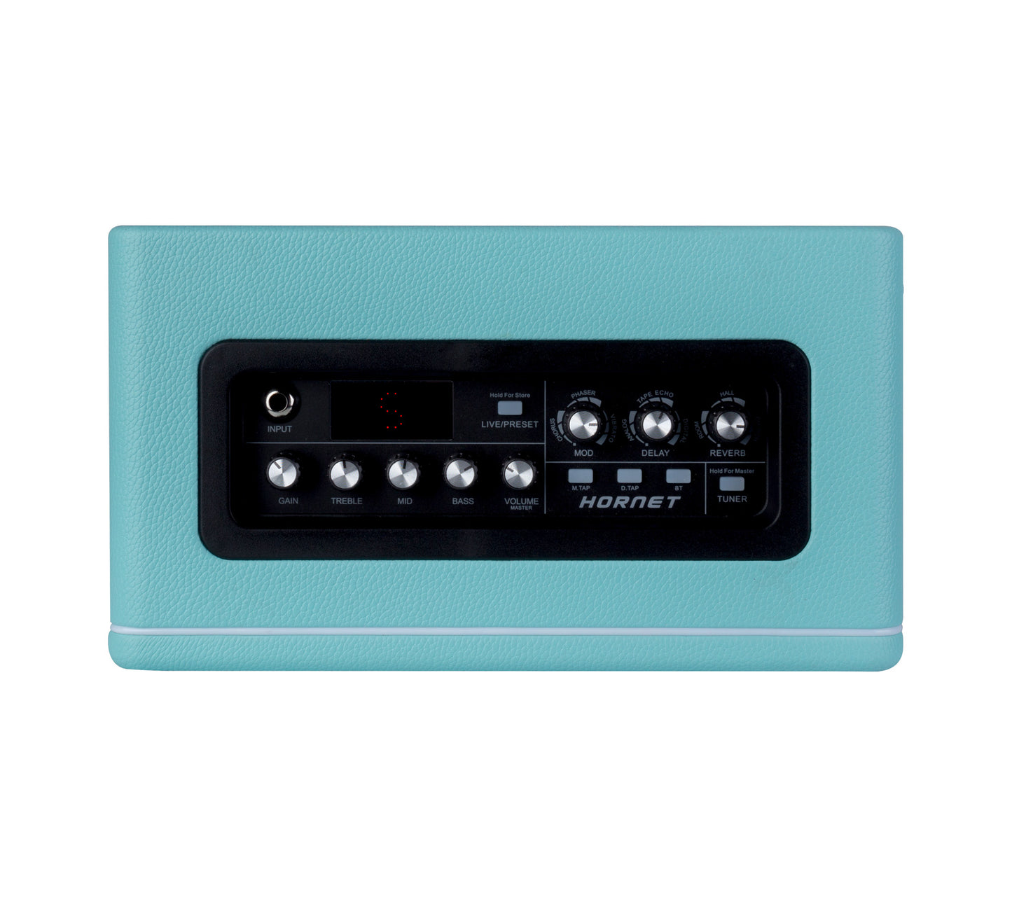 Ampli HORNET BLUE, 15W, HP 6.5", 9 modélisations d'amplis haute-qualité, effets Modulation/Délai/Réverb, bleu