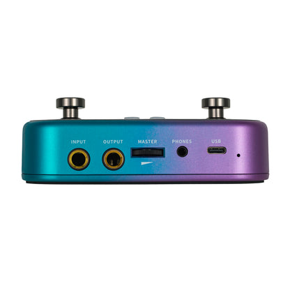 Multi-effets Prime M1, 128 effets, 21 simulations d'ampli, accordeur, boîtes à rythmes, looper, bluetooth, bleu violet pailleté