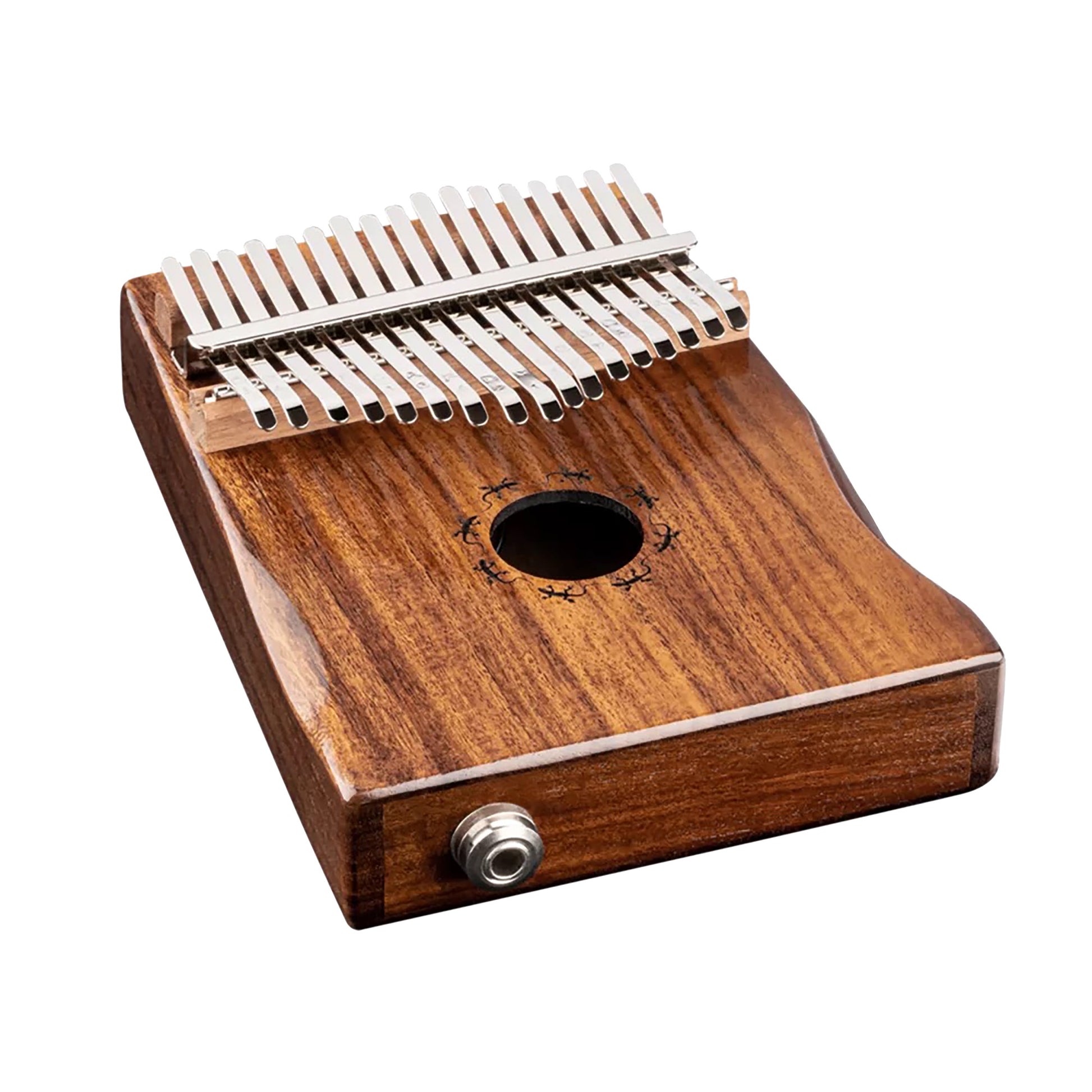 OKB1E, kalimba Ortega, série Lizard, 17 notes en DO majeur, acacia massif, électronique passive, étui, naturel brillant