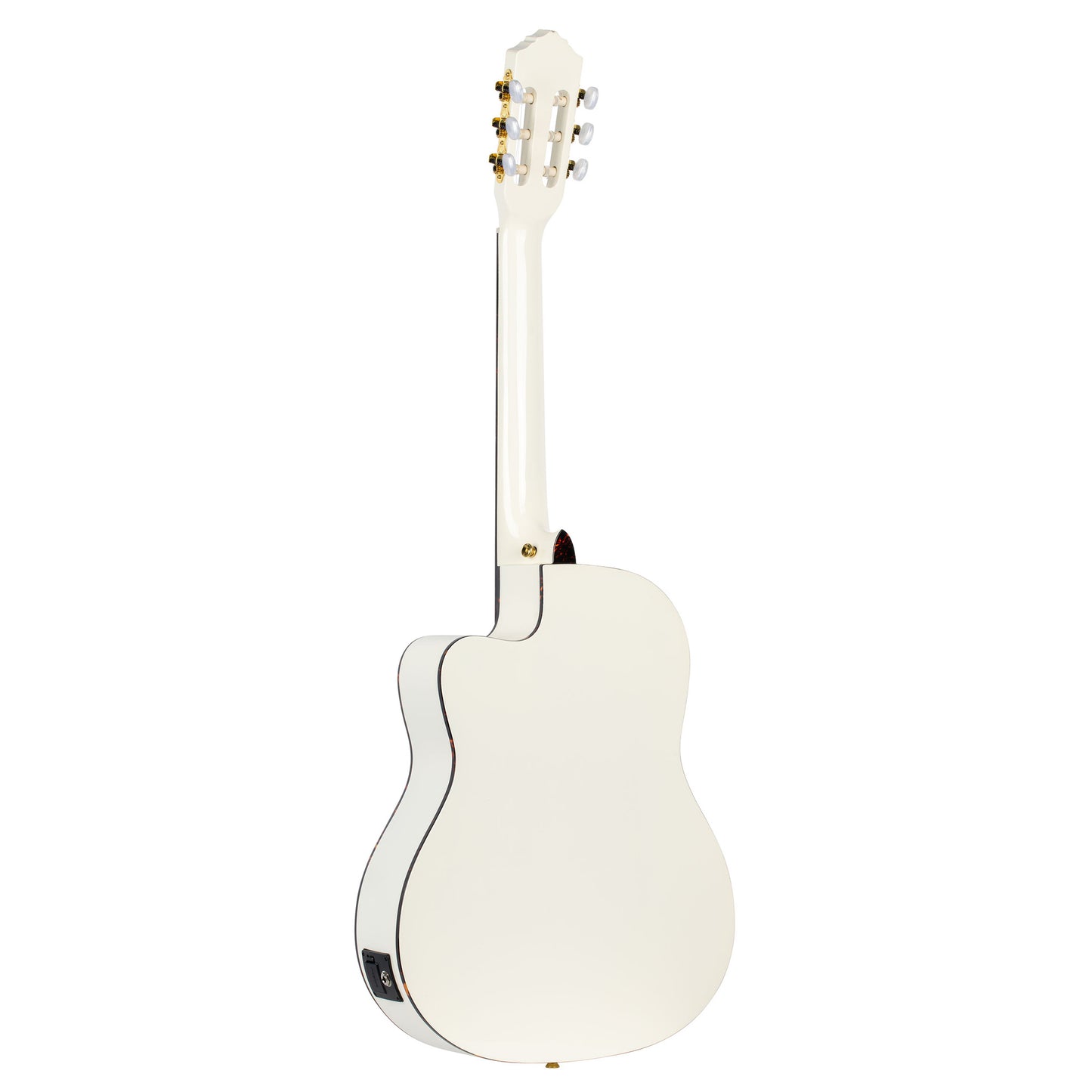 RCE145, modèle à caisse fine, pan coupé, EQ MagusPro, table épicéa massif, manche acajou (sillet 48 mm), blanc brillant