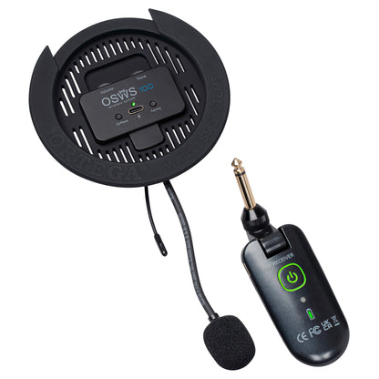 OSWS100, système de micro sans fil pour guitare acoustique (rosace 100 mm), micro col de cygne, avec récepteur sans-fil, noir