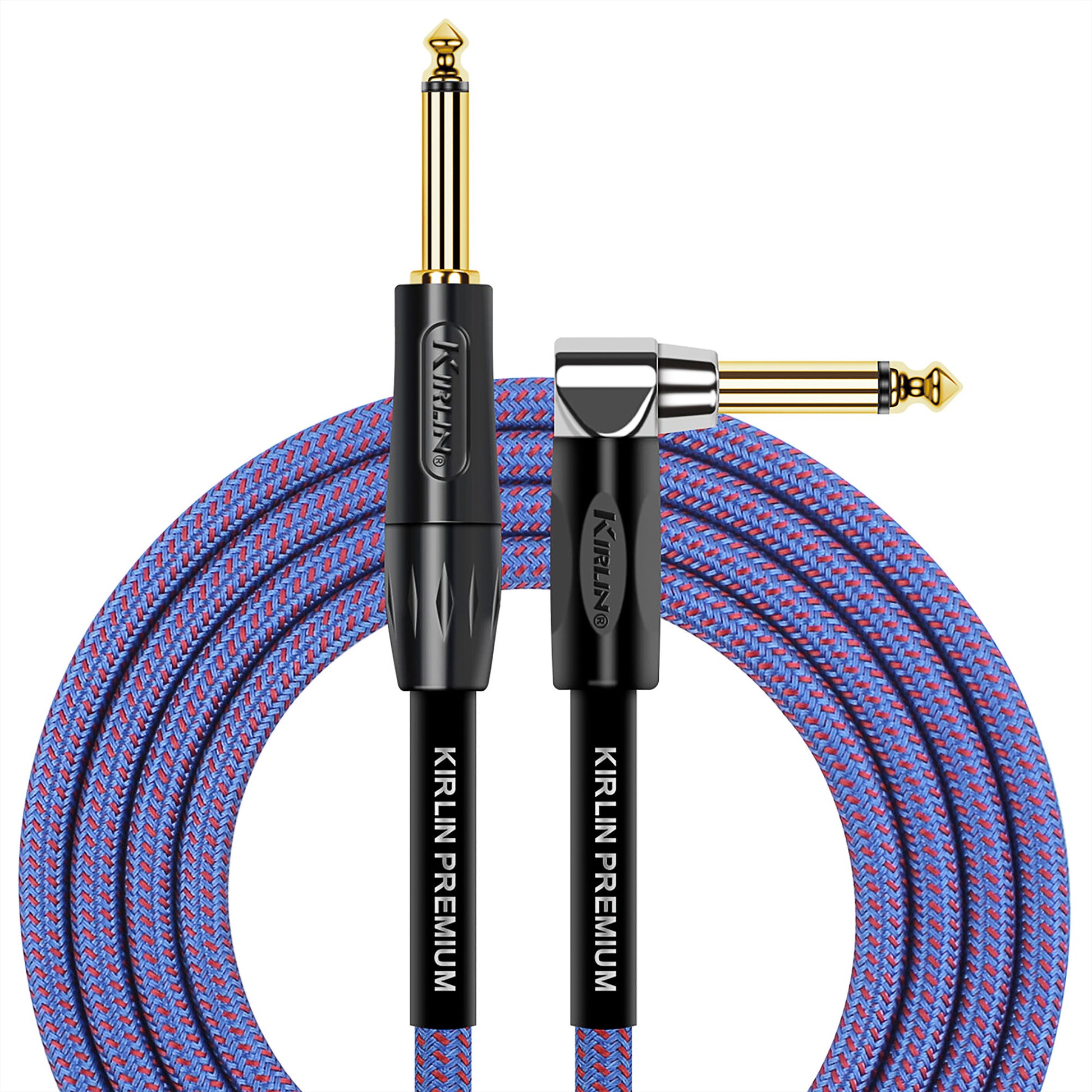 Câble instrument PREMIUM PLUS Jack/Jack coudé, 3 mètres, bleu royal