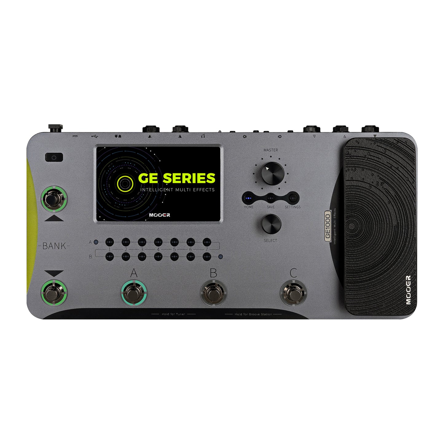 Pédalier multi-effets GE1000, fichiers MNRS provenant du cloud GE (IR, 2048pts d'échantillonnage), 255 presets utilisateur, noir