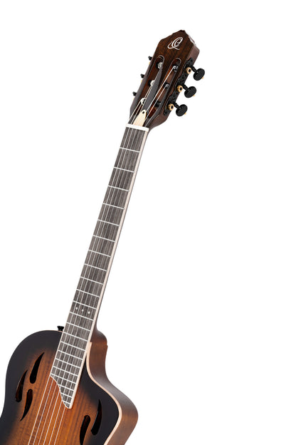 RTPDLX-ACA, modèle TourPlayer, EQ Magus X, corps okoumé, table acacia, sillet 48 mm, housse, dégradé brillant