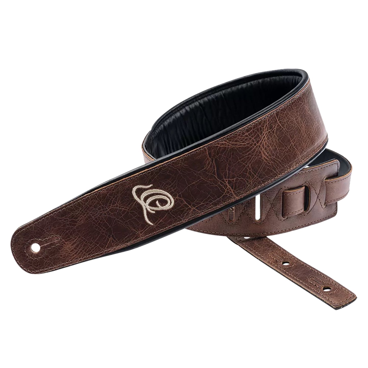 OSCL-4, courroie guitare, série Classic, face cuir, dos PVC (vegan), largeur 7 cm, longueur 145 cm, vintage brown
