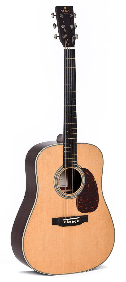 Modèle SDR-28, Dreadnought, table épicéa massif, f/e palissandre massif, touche & chevalet ébène, soft case, naturel brillant