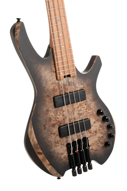 SPACE 4 BSDB, corps érable, table peuplier figuré, manche 7 pièces, micros et EQ Bartolini MK-1, star dust black, housse
