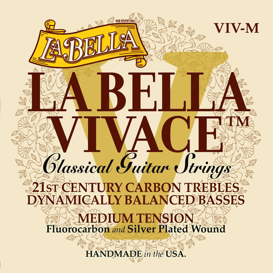 Jeu pour guitare classique LA BELLA VIVACE, aigus fluorocarbone, basses filées argent, tension Medium