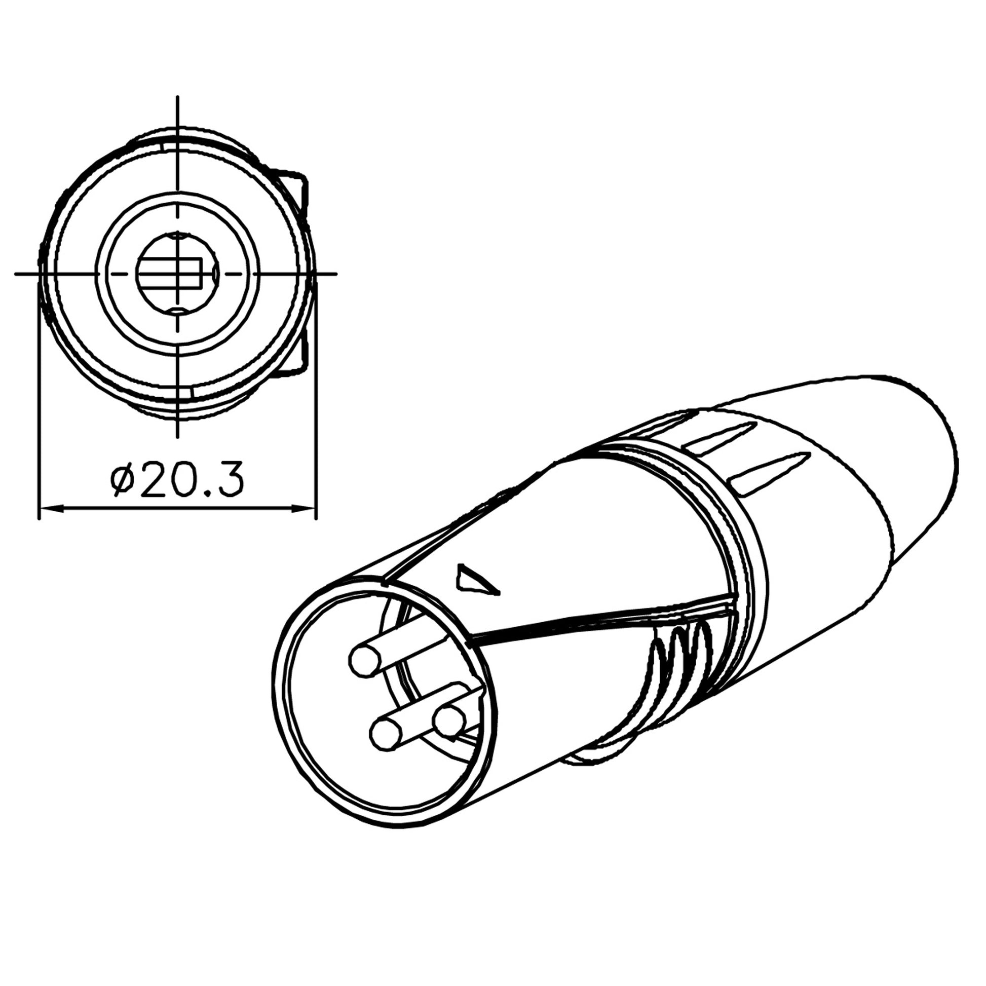 Fiche XLR mâle, noir