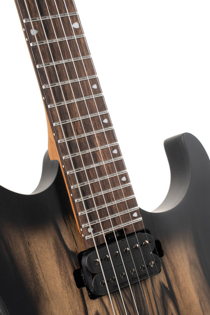 KX500, modèle 6 cordes, corps acajou, table ébène"Pale Moon", touche ébène de Macassar, Sentient Nazgul, natural black burst