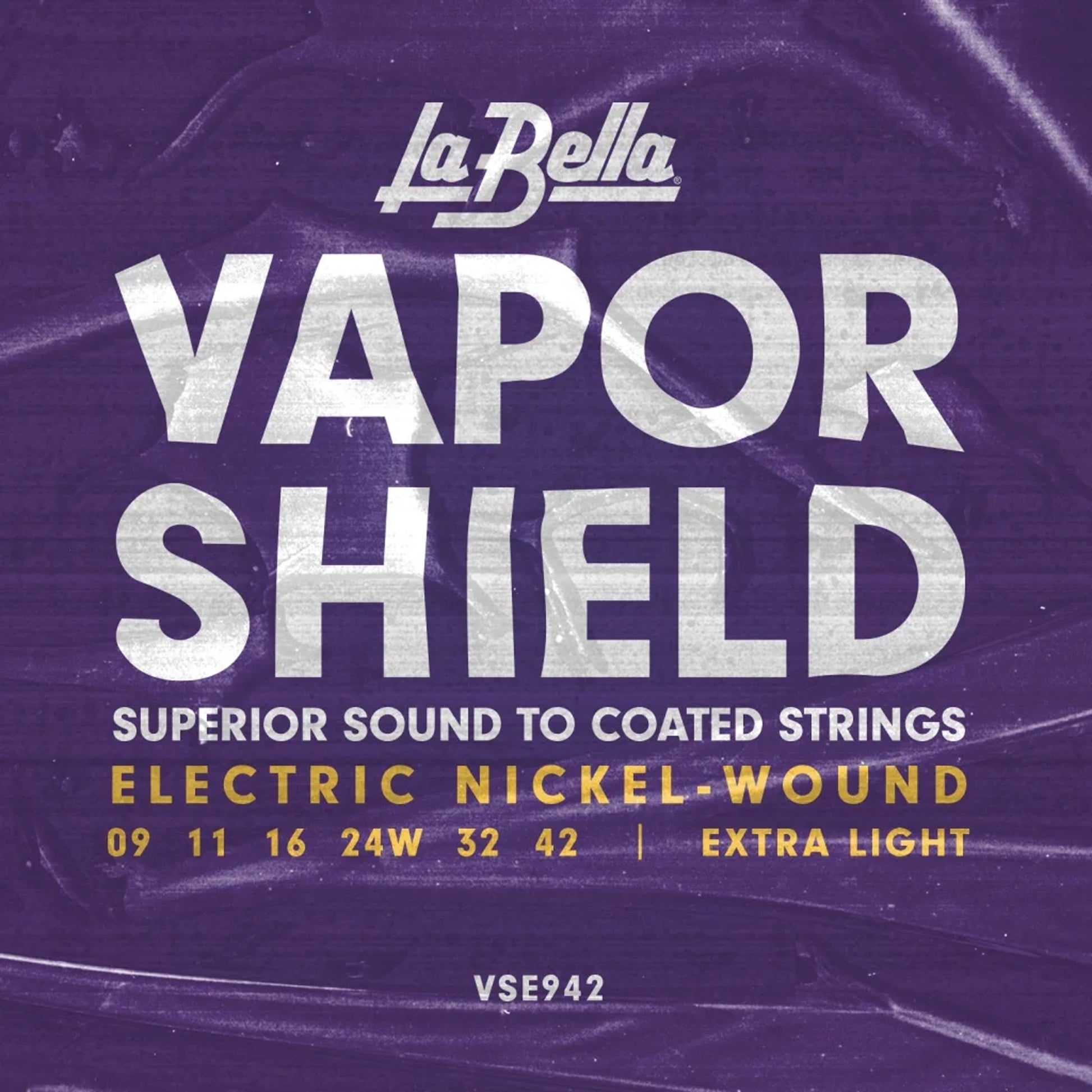 Jeu pour guitare électrique VAPOR SHIELD, Extra Light (9-11-16-24W-32-42), acier plaqué nickel avec traitement ionique