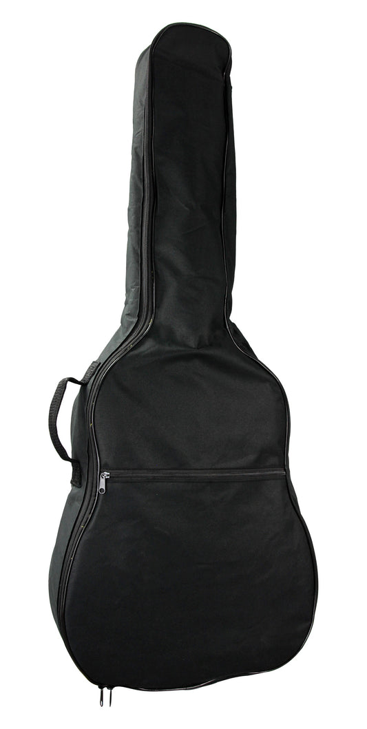 Housse guitare classique 1/2, rembourrée 5 mm, poignée, courroies réglables, renfort à la base, poche extérieure, noir