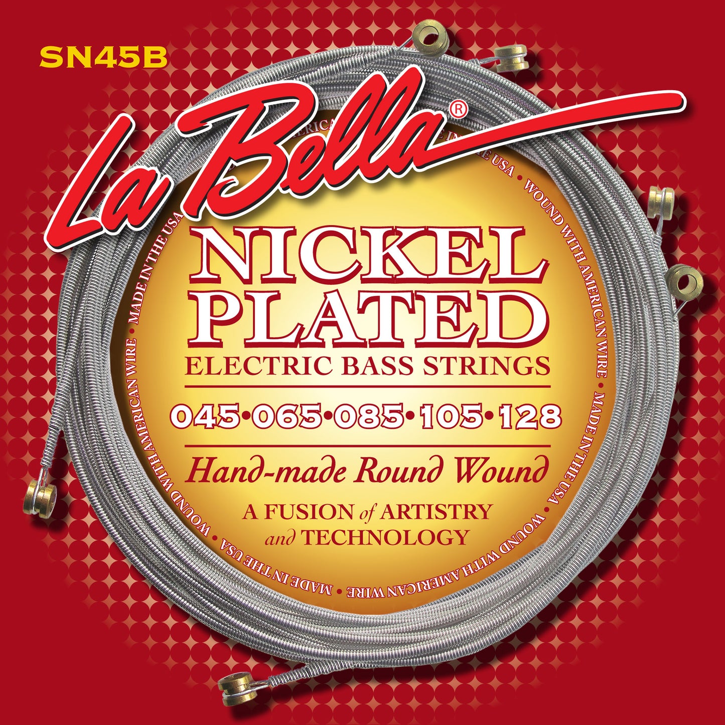 Jeu pour basse électrique NICKEL PLATED, acier inoxydable plaqué nickel, filé rond, 5 cordes Standard Light (45-65-85-105-128)