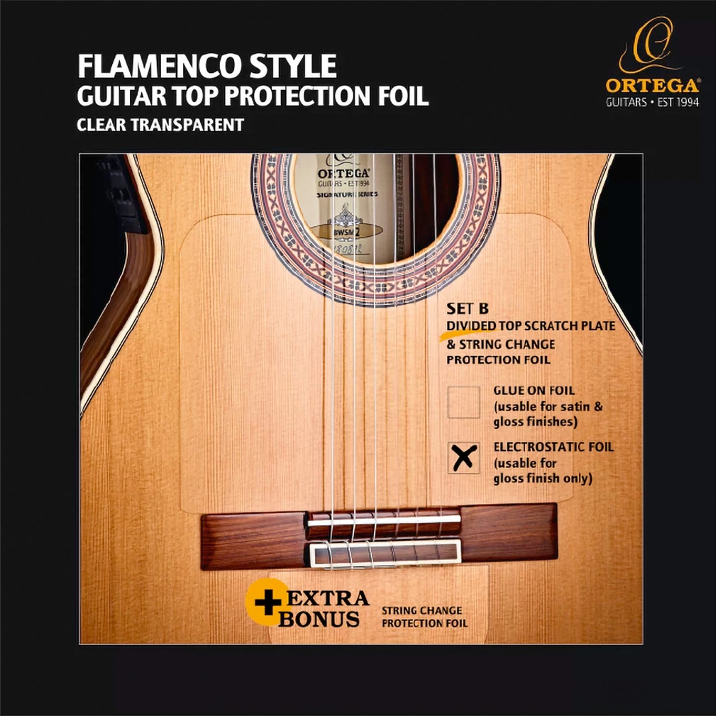 OERP-FLAM2, plaque de protection électrostatique pour la table d'une guitare, réutilisable à l'infini, 2 parties, transparent