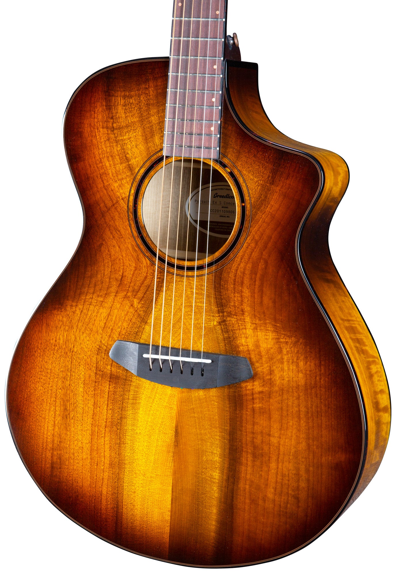 PURSUIT EXOTIC S CONCERT TIGER'S EYE CE, table myrtlewood massif, f/e myrtlewood, EQ Fishman Presys I, tiger's eye