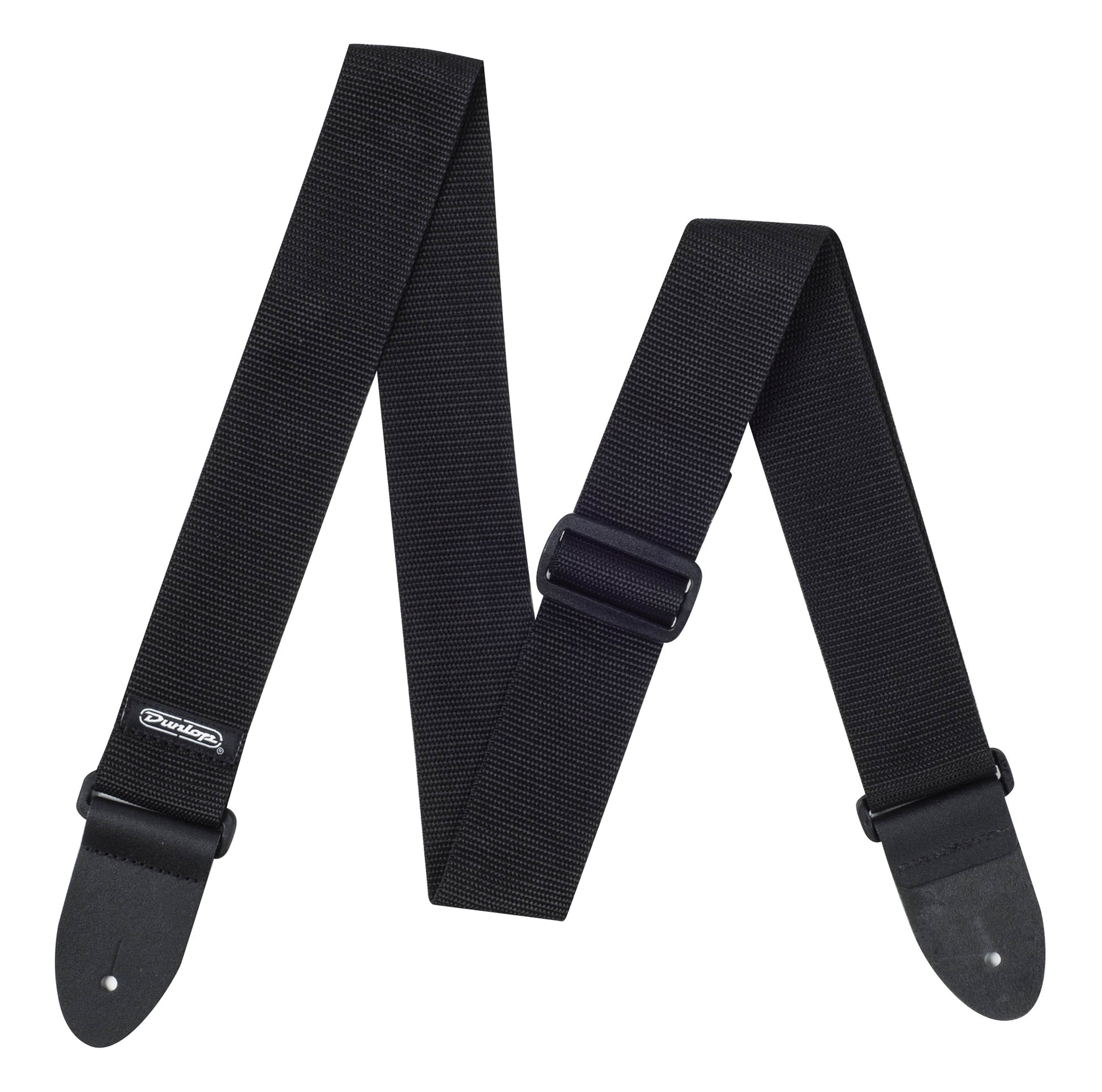 Courroie nylon modèle POLY BLACK, extrémités cuir, largeur 5 cm, noir