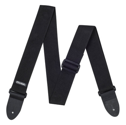 Courroie nylon modèle POLY BLACK, extrémités cuir, largeur 5 cm, noir