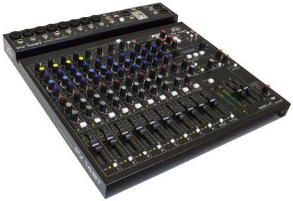 Table de mixage 14 canaux, 8 préamplis micro XLR/Jack, EQ 3 bandes, Bluetooth, effets numériques, entrée guitare Hi-Z, noir