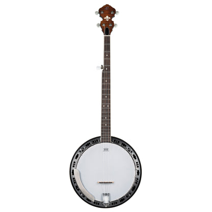 OBJ300, banjo 5 cordes, 24 tirants, fond érable, éclisses acajou, manche acajou, touche palissandre, whiskey burst satiné