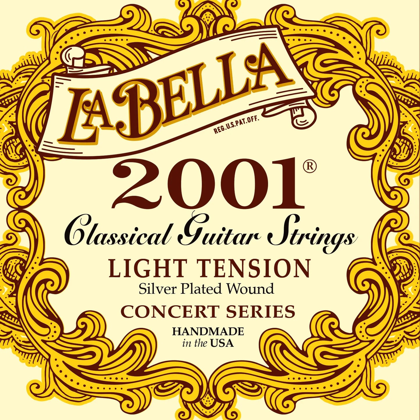 Jeu pour guitare classique 2001 CLASSICAL, aigus nylon, basses filées plaqué argent, tension Light