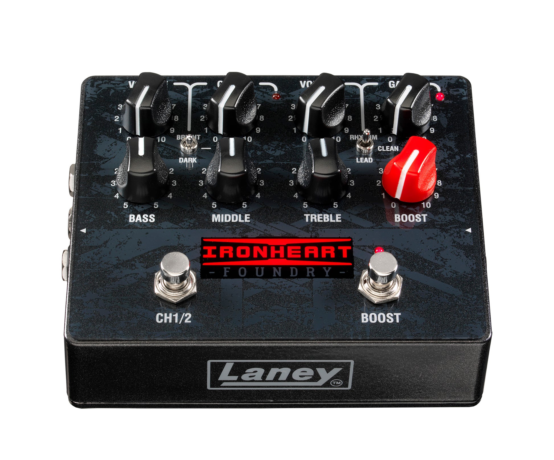 Ampli IRF-LOUDPEDAL 60W, 2 canaux, égalisation passive 3 bandes, switch Boost, sortie DI, avec alimentation 24V, noir