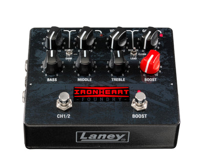 Ampli IRF-LOUDPEDAL 60W, 2 canaux, égalisation passive 3 bandes, switch Boost, sortie DI, avec alimentation 24V, noir