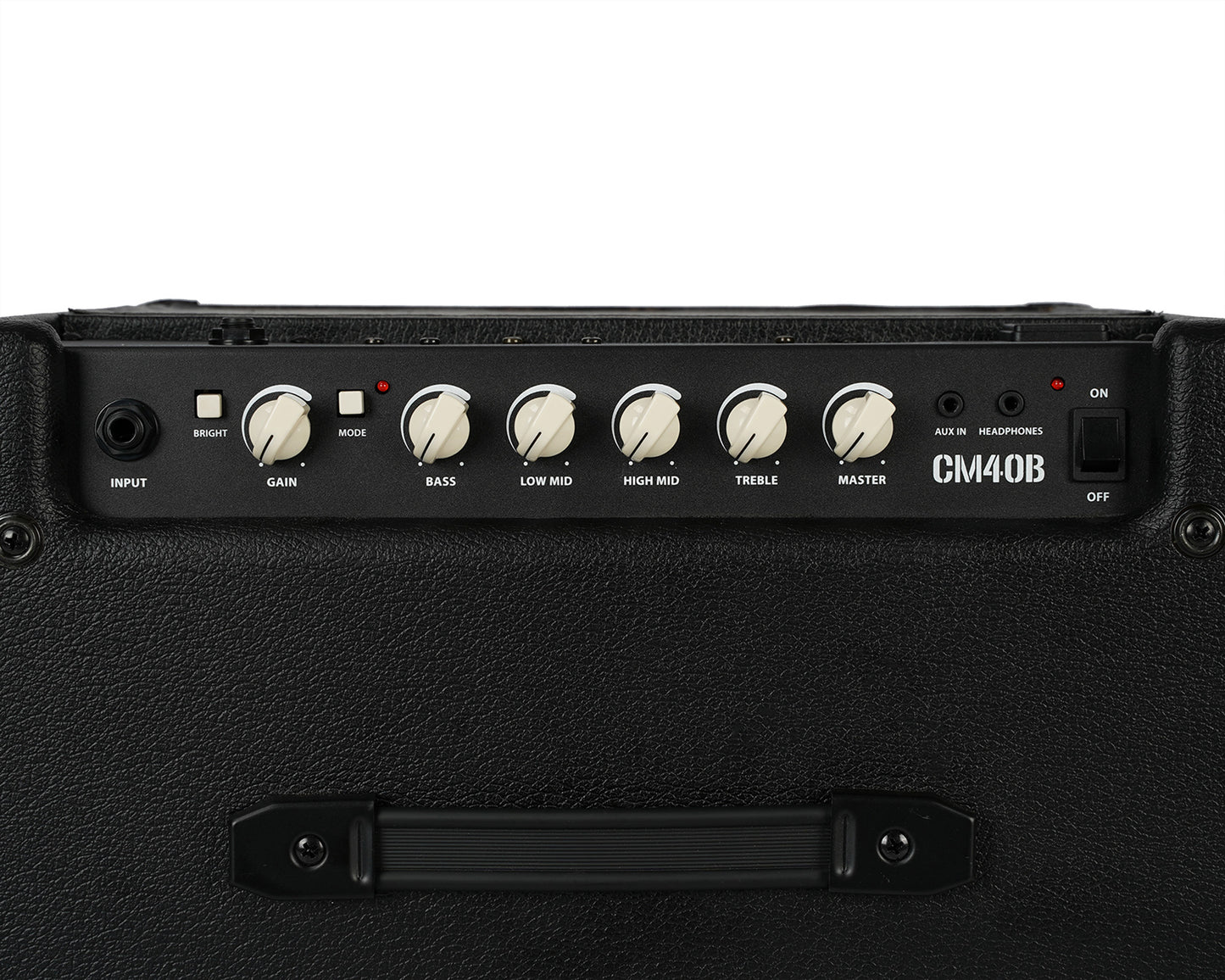 Ampli basse CM40B, 40W, HP 10", égaliseur 4 bandes, contrôle Gain, bouton Bright, bouton Mode, poids: 9.7 kg, noir